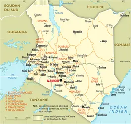 Kenya : carte administrative - crédits : Encyclopædia Universalis France