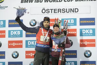 Martin Fourcade et Marie Dorin-Habert - crédits : Christian Manzoni/ NordicFocus/ Getty Images