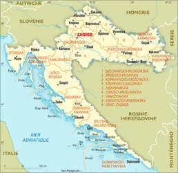 Croatie : carte administrative - crédits : Encyclopædia Universalis France