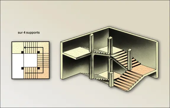 Escalier sur quatre supports