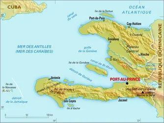Haïti : carte physique - crédits : Encyclopædia Universalis France