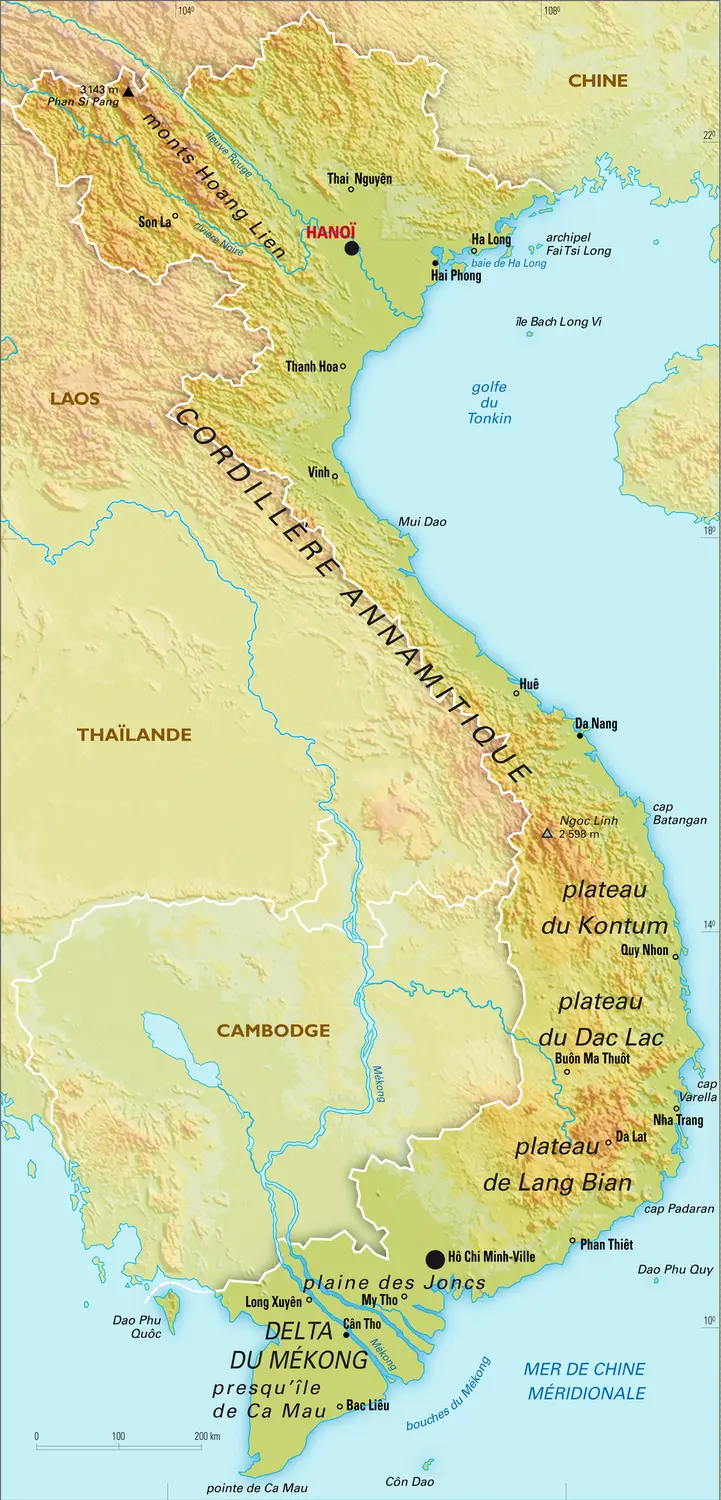 Vietnam : carte physique