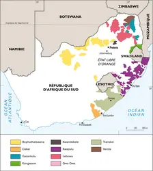 Afrique du Sud : les bantoustans - crédits : Encyclopædia Universalis France