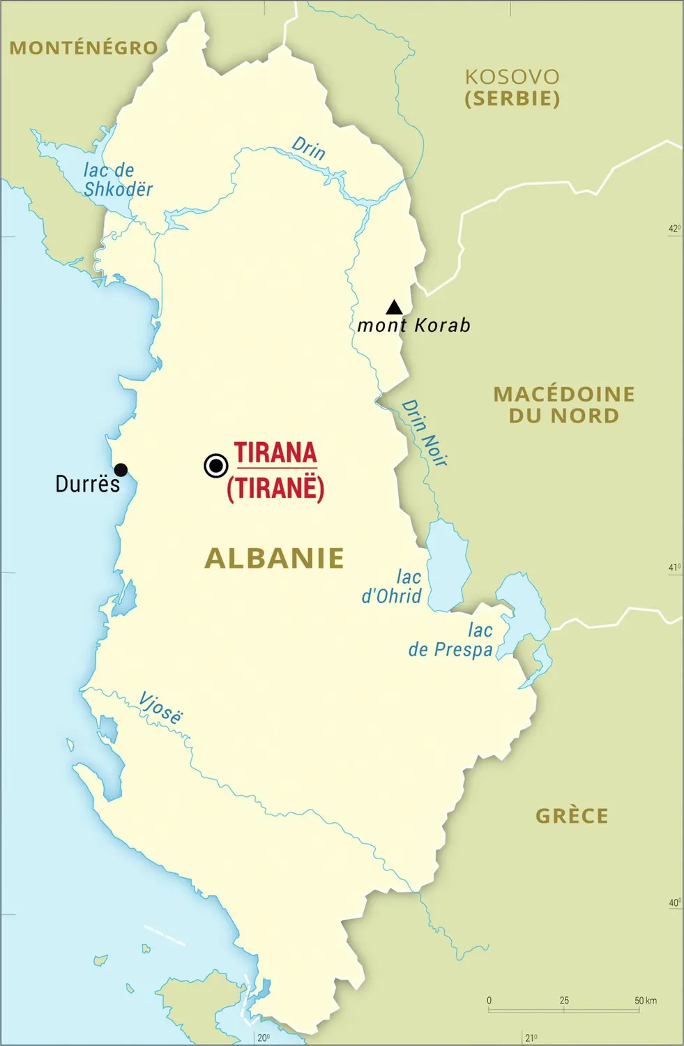 Albanie : carte générale