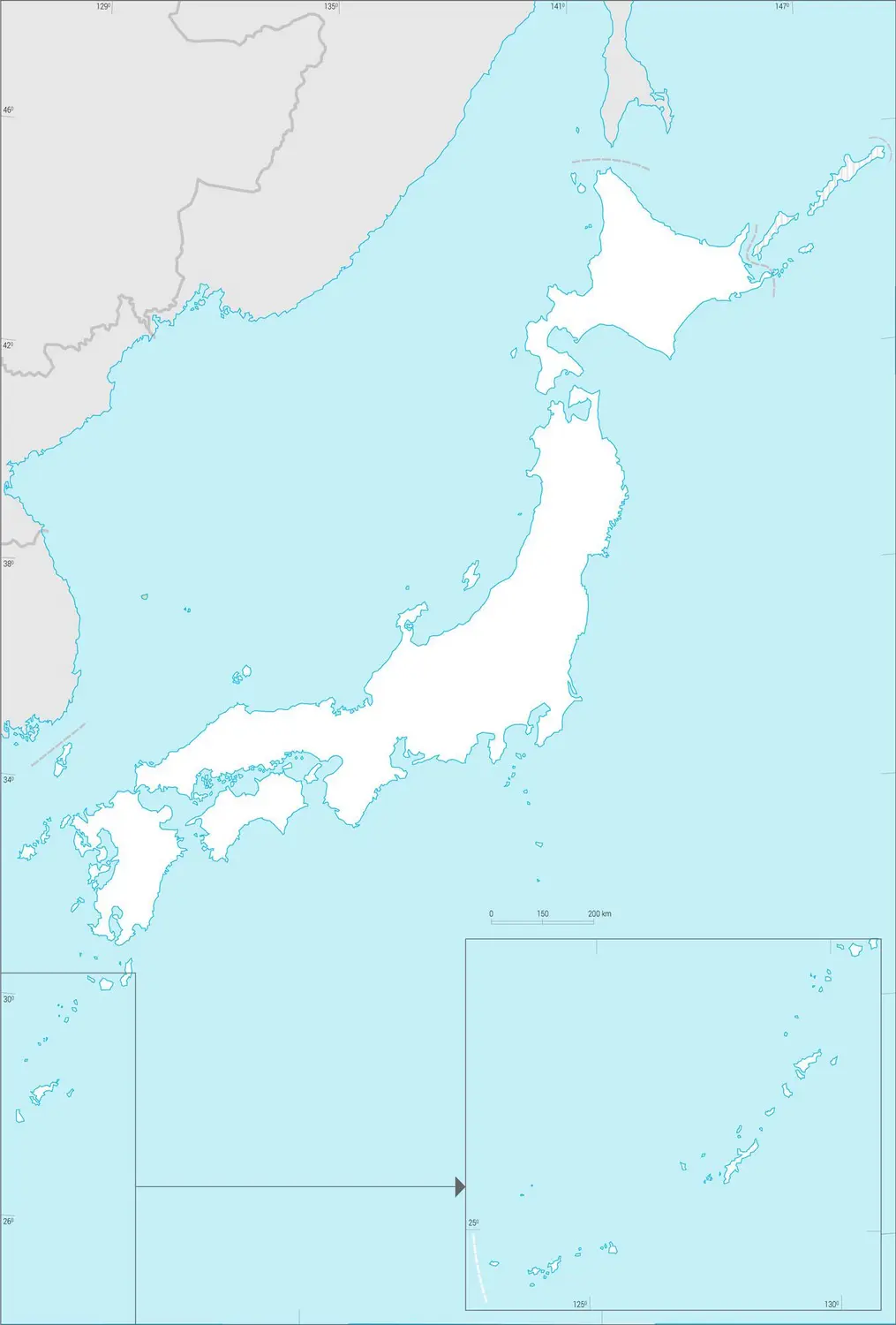 Japon : carte vierge