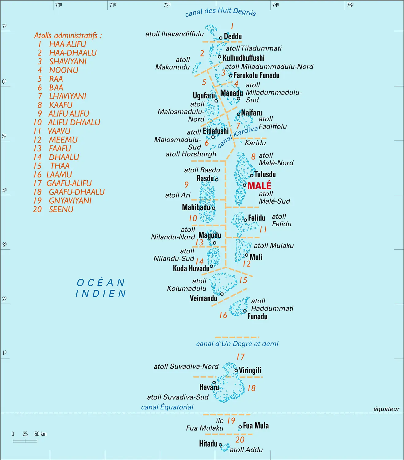 Maldives : carte administrative