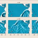 Simulation numérique du tsunami du 22 mai 1960 généré au large des côtes chiliennes - crédits : Encyclopædia Universalis France