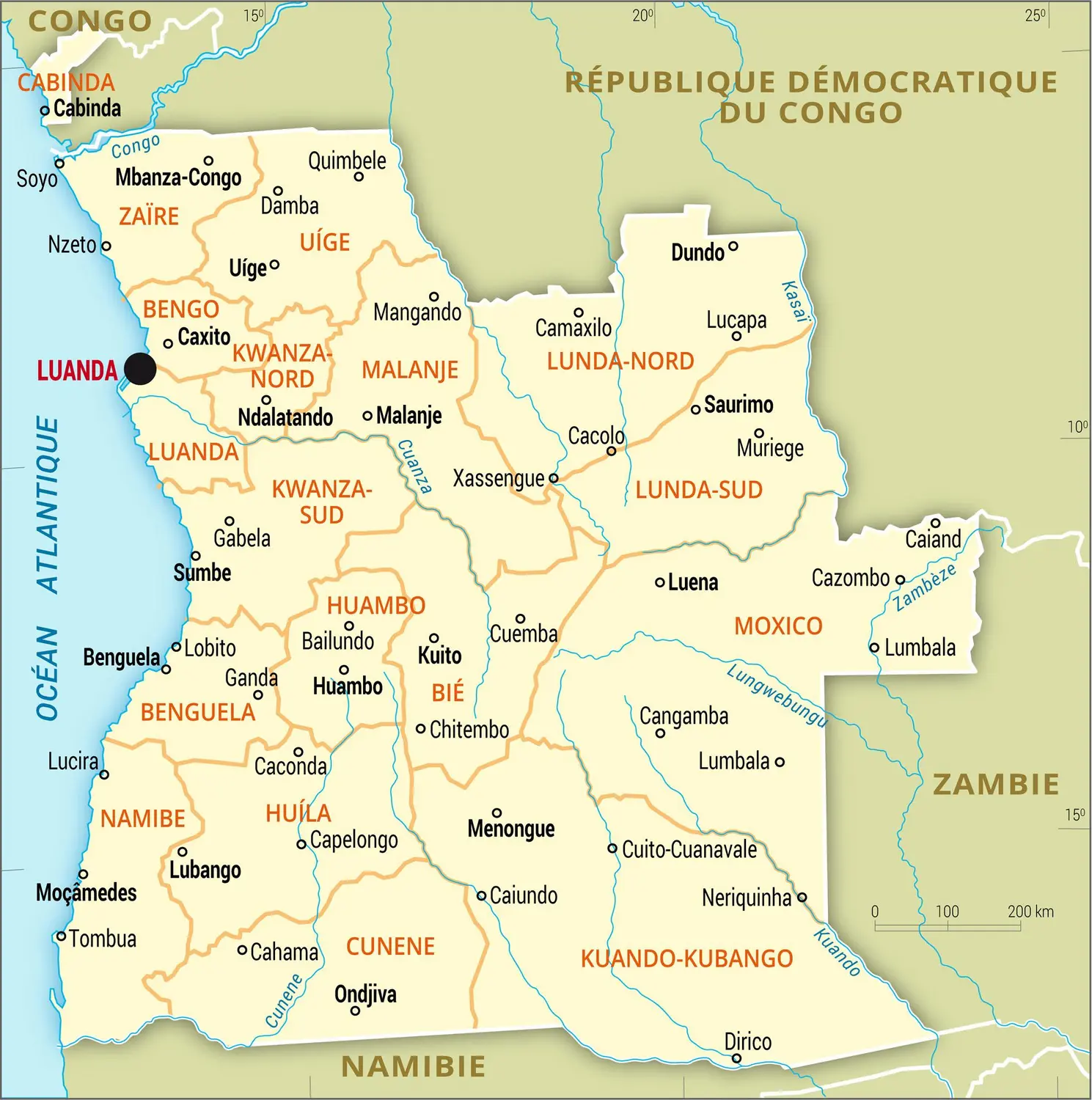 Angola : carte administrative