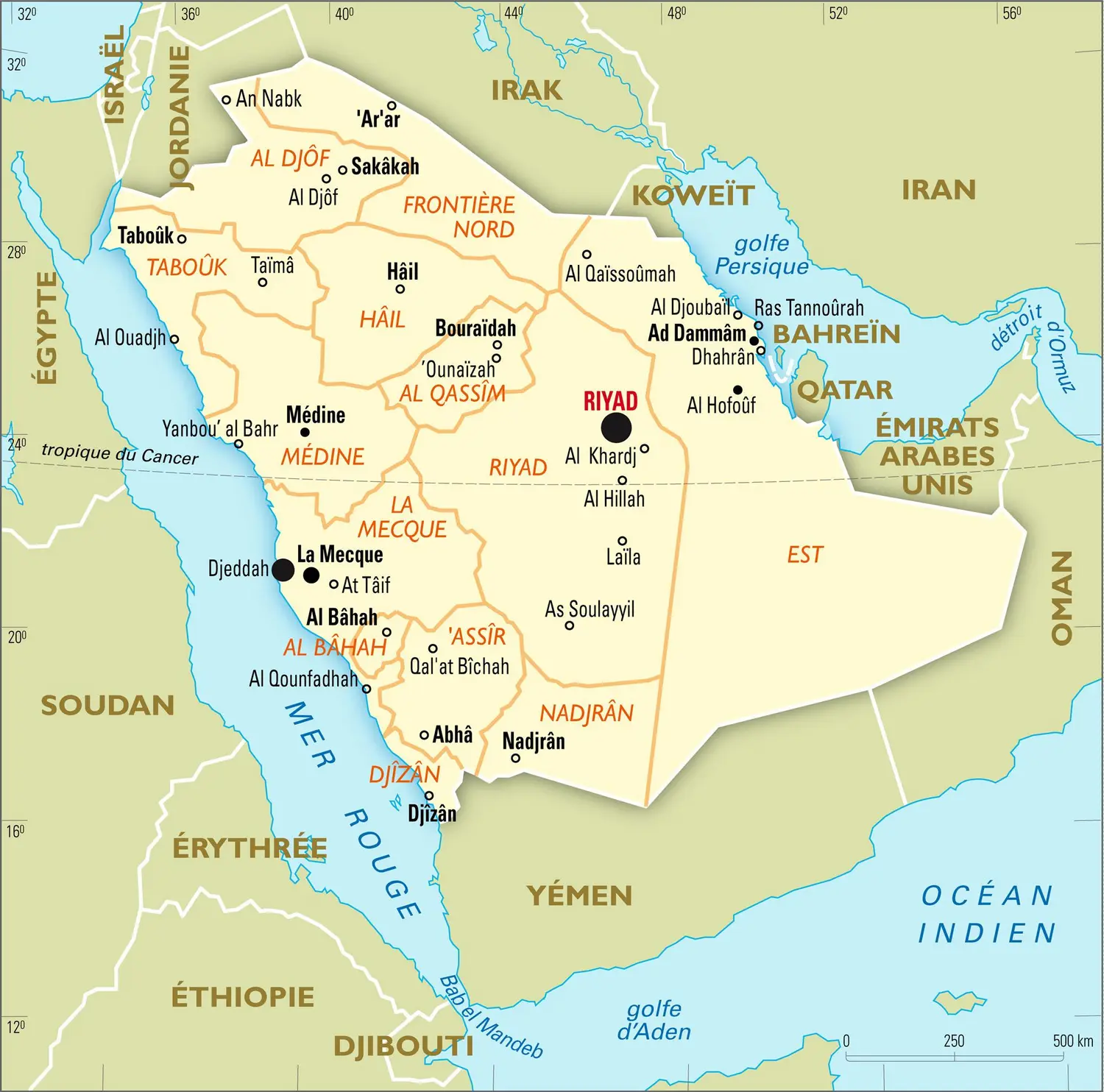 Arabie Saoudite : carte administrative