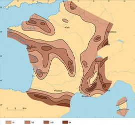 Sismicité de la France - crédits : Encyclopædia Universalis France