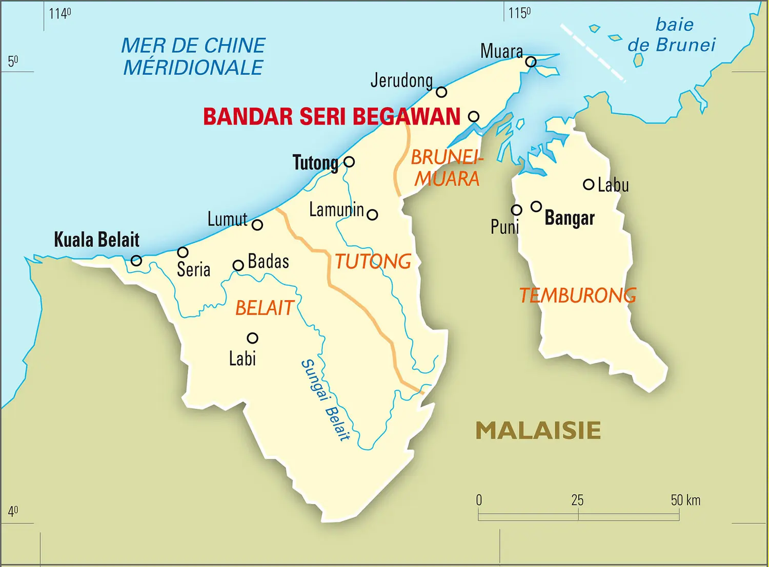 Brunei : carte administrative