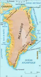 Groenland [Danemark] : carte physique - crédits : Encyclopædia Universalis France
