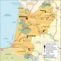 Aquitaine : carte administrative&nbsp;avant réforme - crédits : Encyclopædia Universalis France