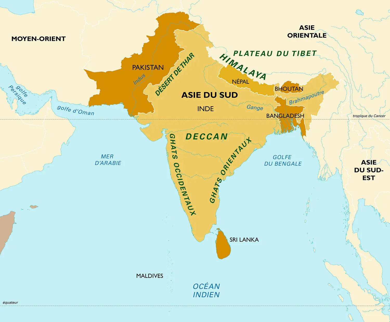 Asie du Sud : carte générale