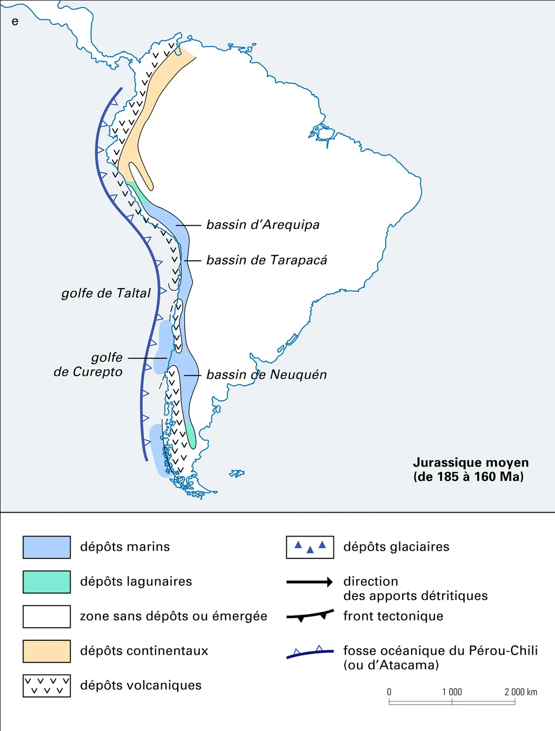 Cartes paléogéographiques simplifiées de l'Amérique du Sud - vue 5