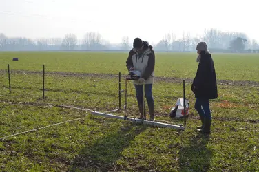 Prospection géophysique par résistivité électrique - crédits : F. Giligny/ UMR Trajectoires/ CNRS-Université Paris-I-Panthéon-Sorbonne