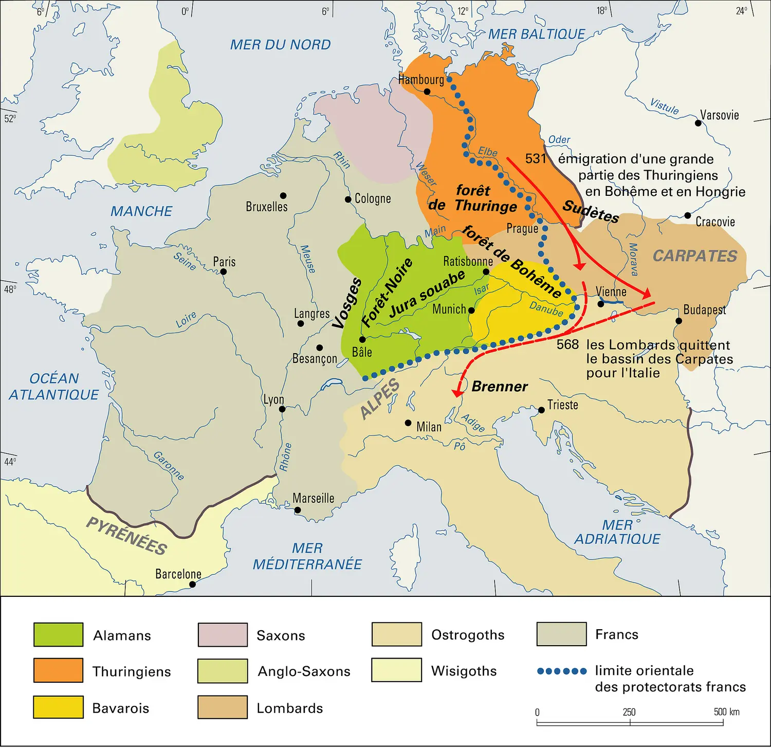 Royaumes germaniques, seconde moitié du VIe siècle