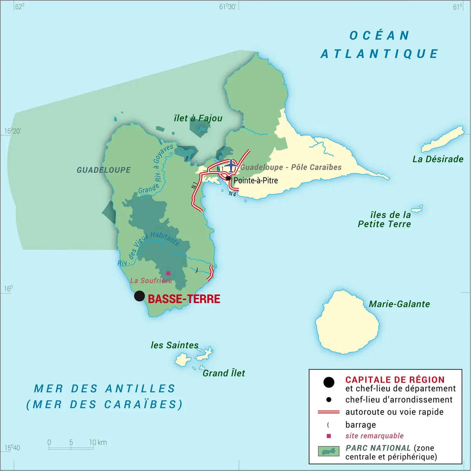 Guadeloupe [France] : carte administrative