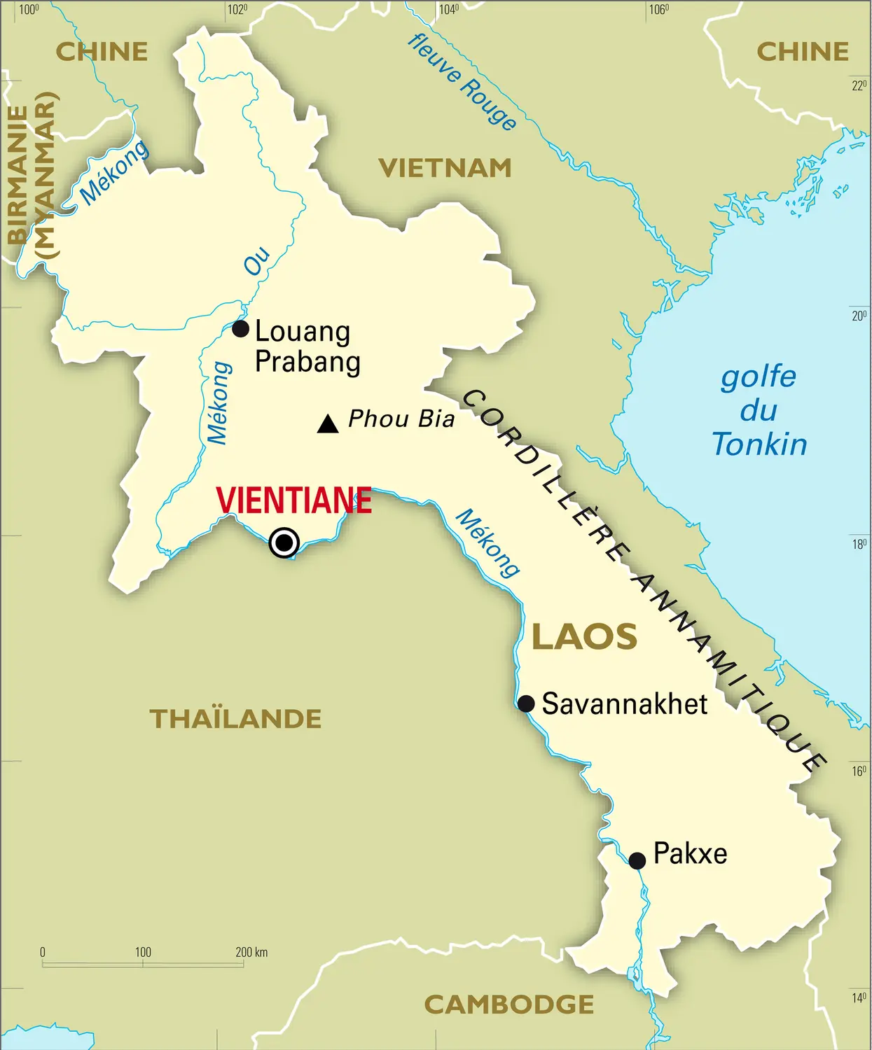 Laos : carte générale