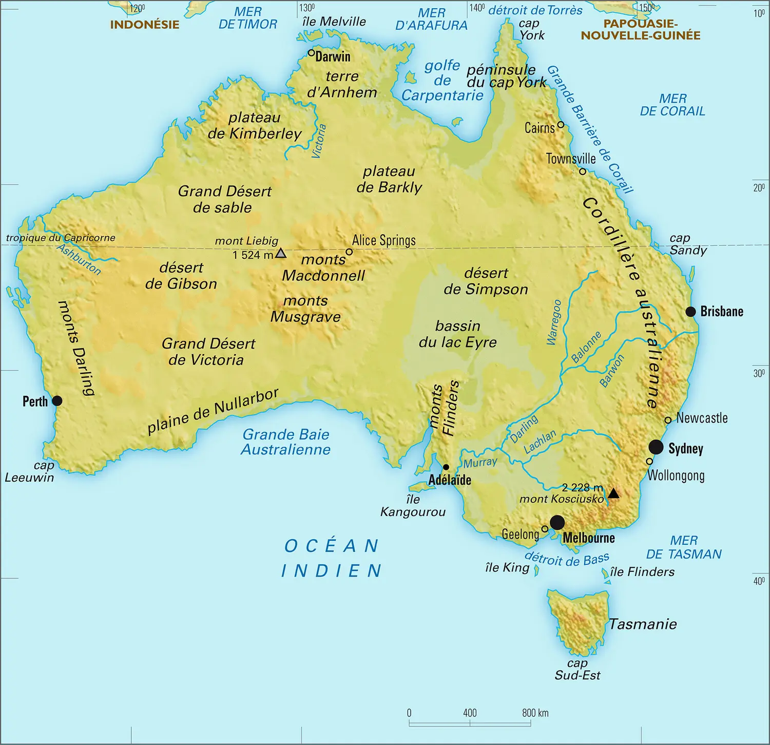 Australie : carte physique