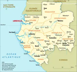Gabon : carte administrative - crédits : Encyclopædia Universalis France