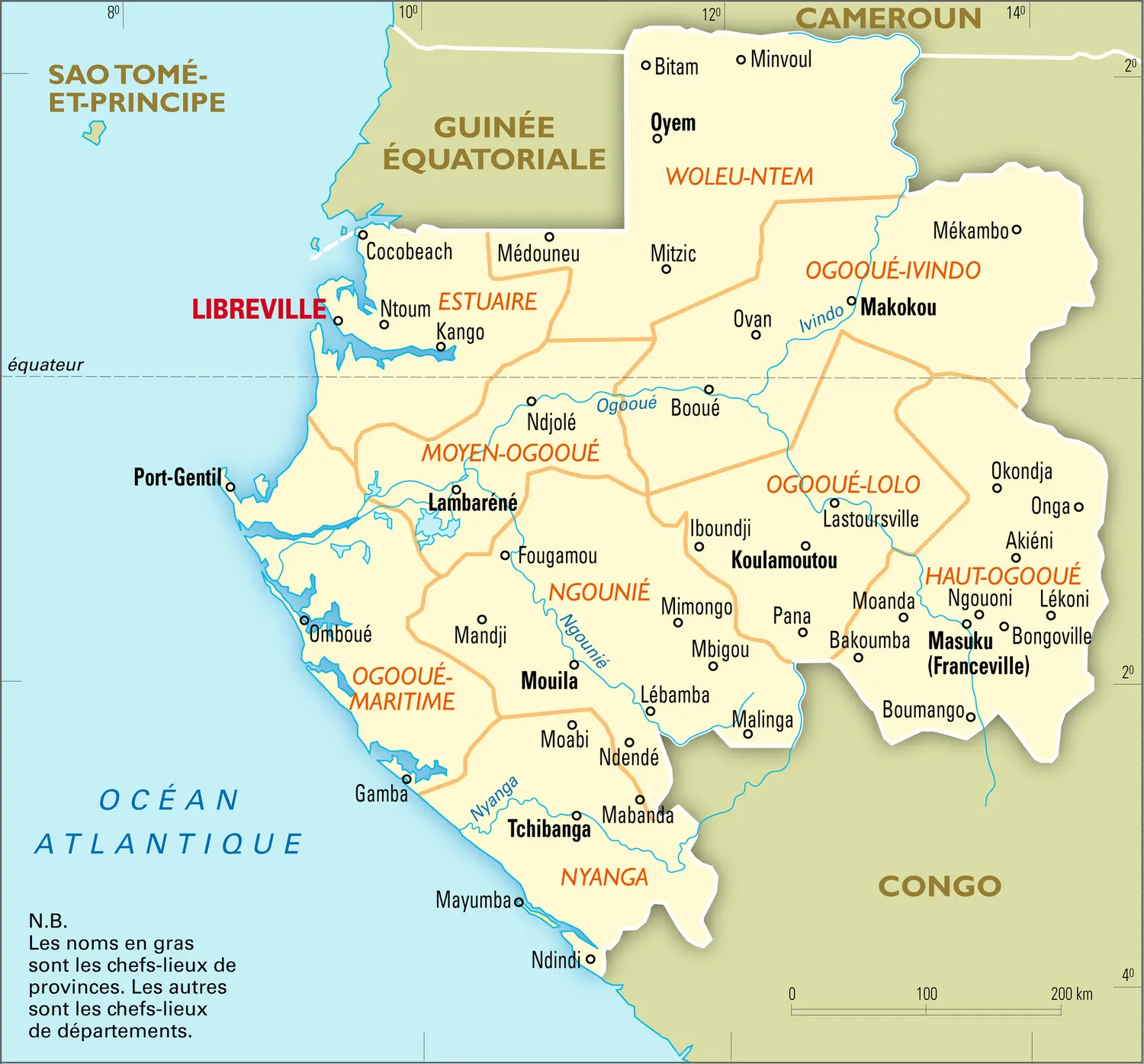 Gabon : carte administrative