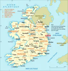 Irlande : carte administrative - crédits : Encyclopædia Universalis France