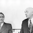 François-Xavier Ortoli et Sicco Mansholt, 1973 - crédits : Keystone/ Hulton Archive/ Getty Images