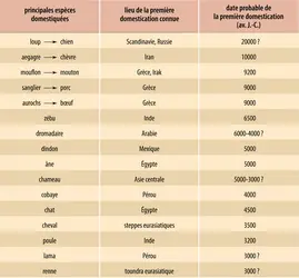 Domestication des animaux : datation - crédits : Encyclopædia Universalis France