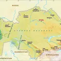 Kazakhstan : carte physique - crédits : Encyclopædia Universalis France