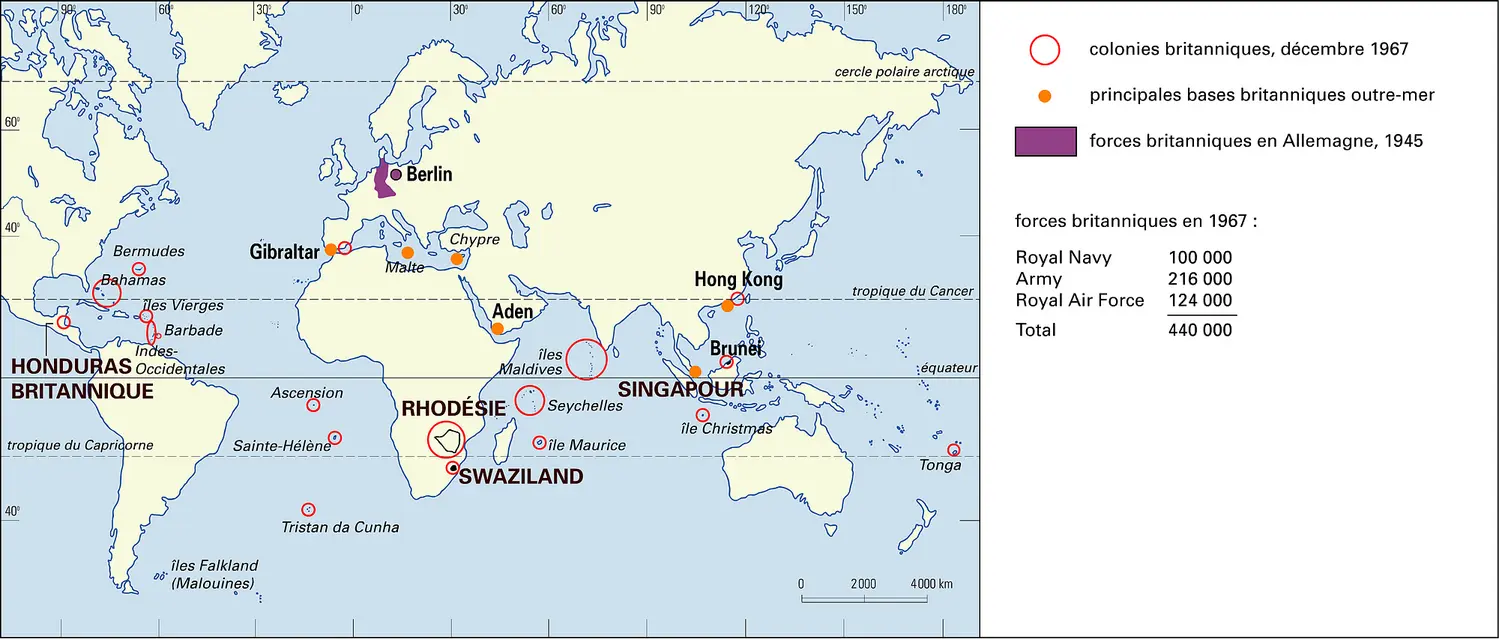 Commonwealth : colonies et bases en 1967