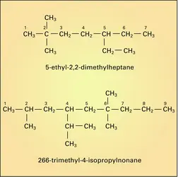 Nomenclatures d'alcanes ramifiés - crédits : Encyclopædia Universalis France