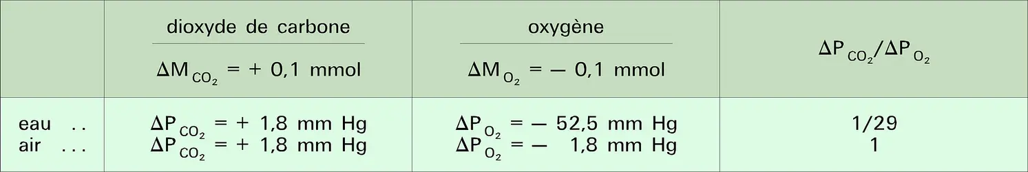 Pressions partielles du dioxyde de carbone et de l'oxygène - crédits : Encyclopædia Universalis France