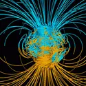 Simulation numérique du champ magnétique terrestre - crédits : G.A. Glatzmaier/ D.R.