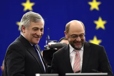 AntonioTajani et Martin Schulz, 2017 - crédits : Frederick Florin/ AFP