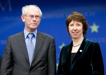 Herman Van Rompuy et Catherine Ashton, 2009 - crédits : Thierry Tronnel/ Corbis/ Getty Images