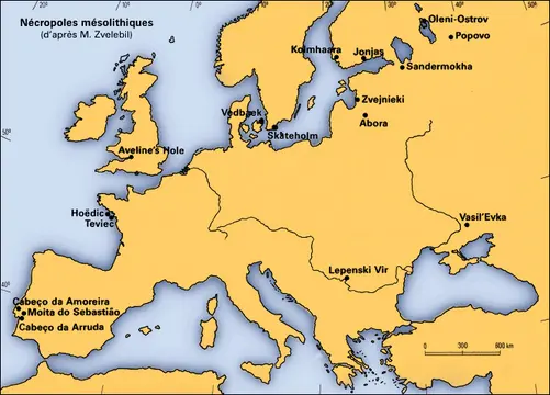 Répartition des nécropoles mésolithiques