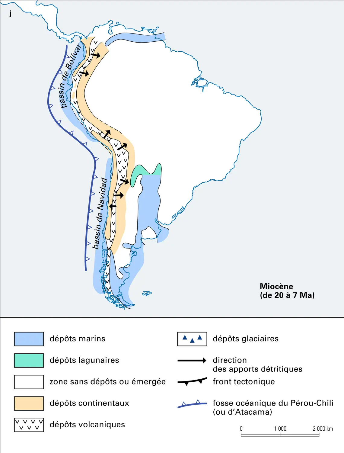 Cartes paléogéographiques simplifiées de l'Amérique du Sud - vue 10
