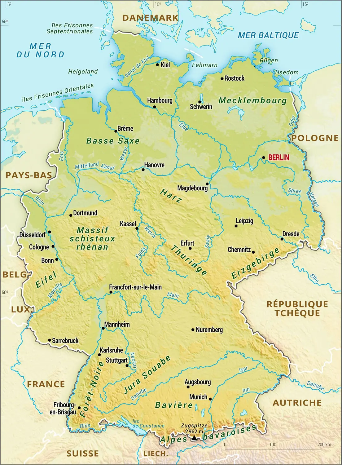 Allemagne : carte physique