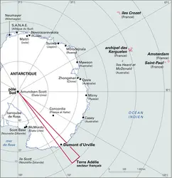 Les Terres australes et antarctiques françaises - crédits : Encyclopædia Universalis France