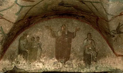 <it>Cubiculum de la Velatio</it>, catacombe de Priscille - crédits : V. Pirozzi/ De Agostini/ Getty Images
