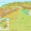 Algérie : carte physique - crédits : Encyclopædia Universalis France