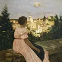 <it>La Robe rose</it>, dit <it>Vue de Castelnau-le-Lez, Hérault</it>, F. Bazille - crédits : Erich Lessing/ AKG-images