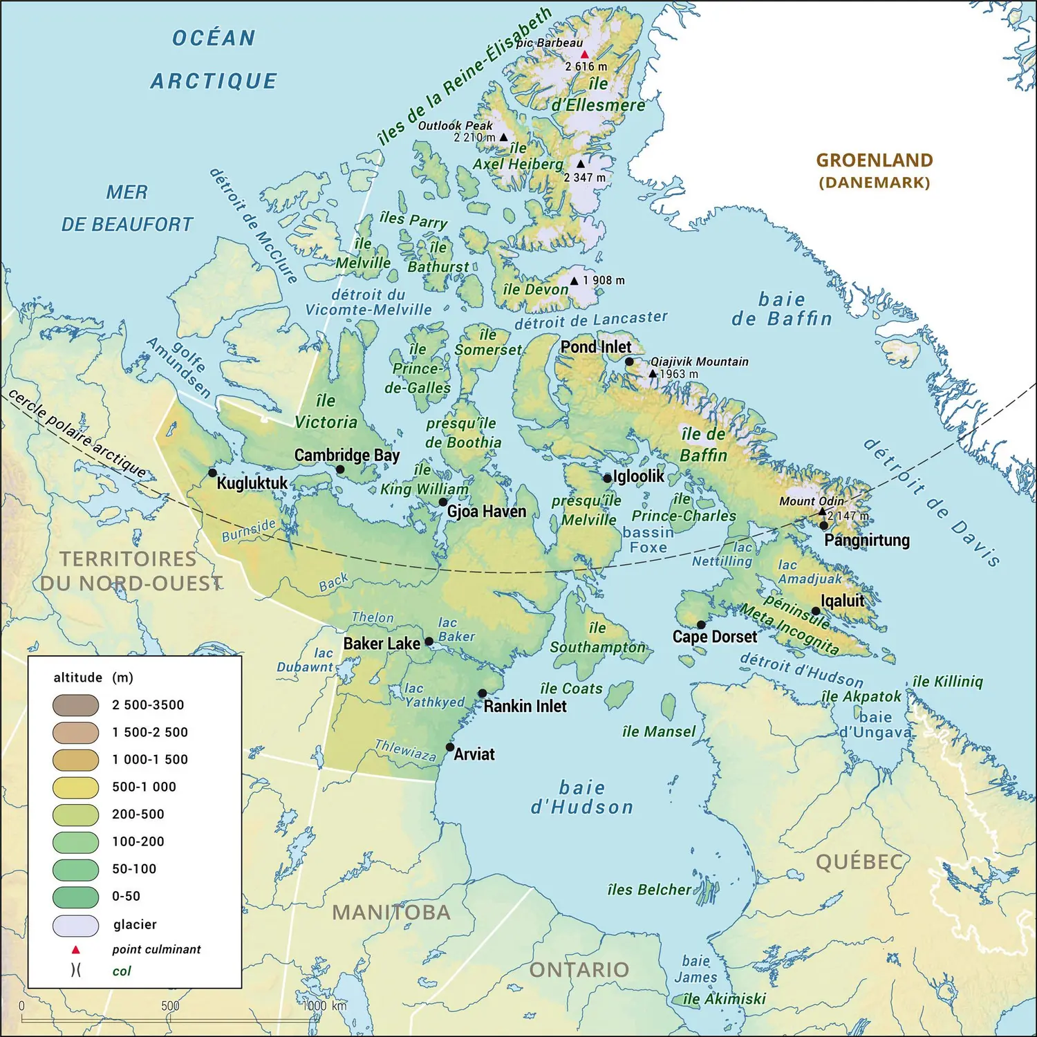 Nunavut : carte physique