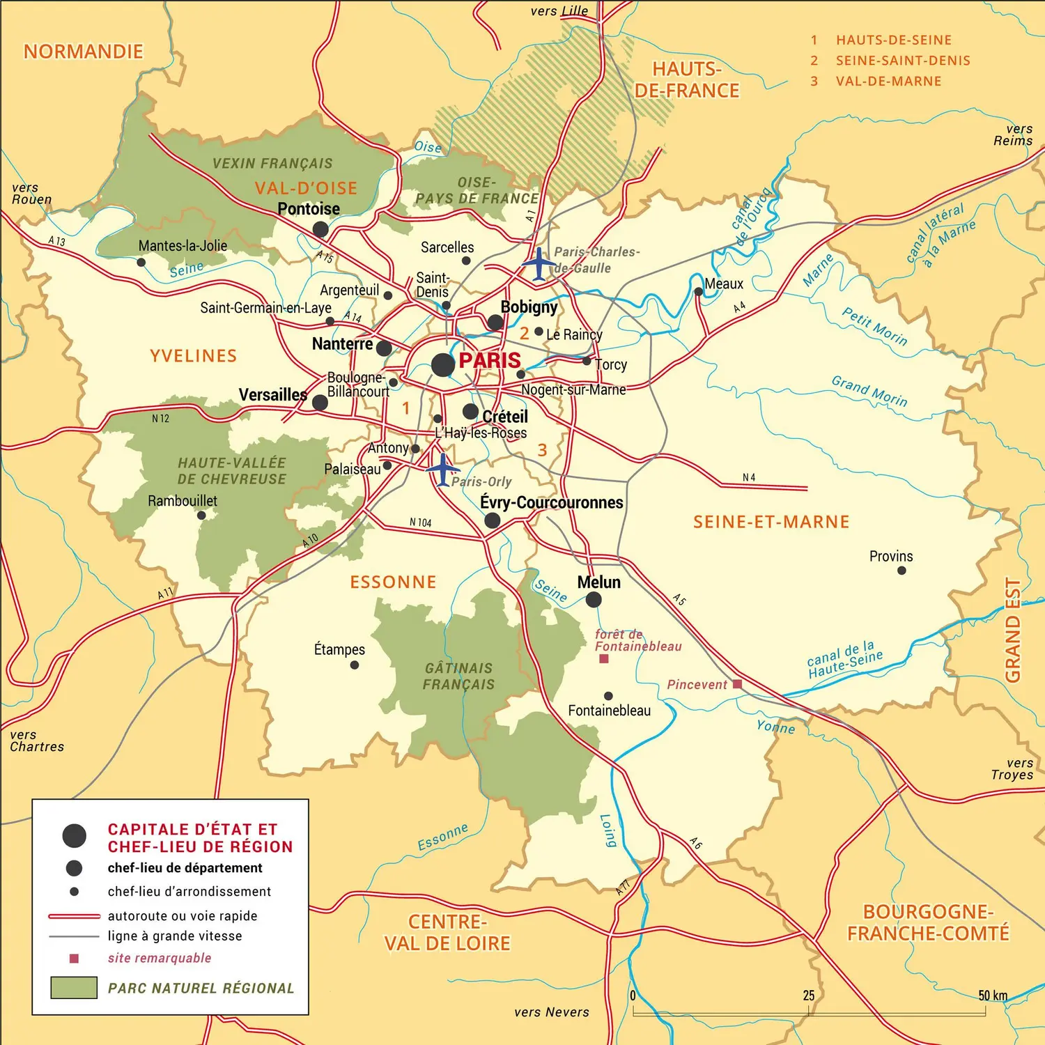 Ile-de-France : carte administrative