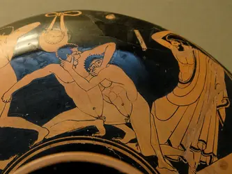 Pancrace, kylix attique à figures rouges - crédits : M.-L. Nguyen/ D.R.