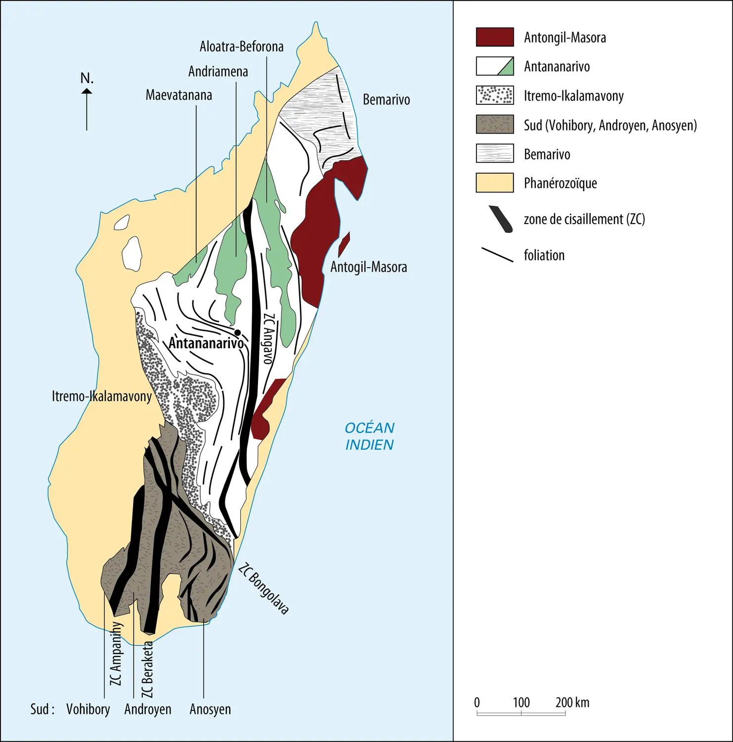 Carte géologique du socle de Madagascar 
