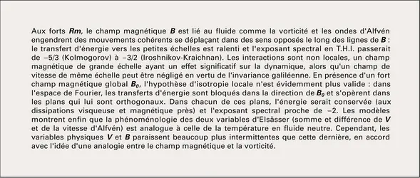 Physique et spectre de la turbulence M.H.D. - crédits : Encyclopædia Universalis France