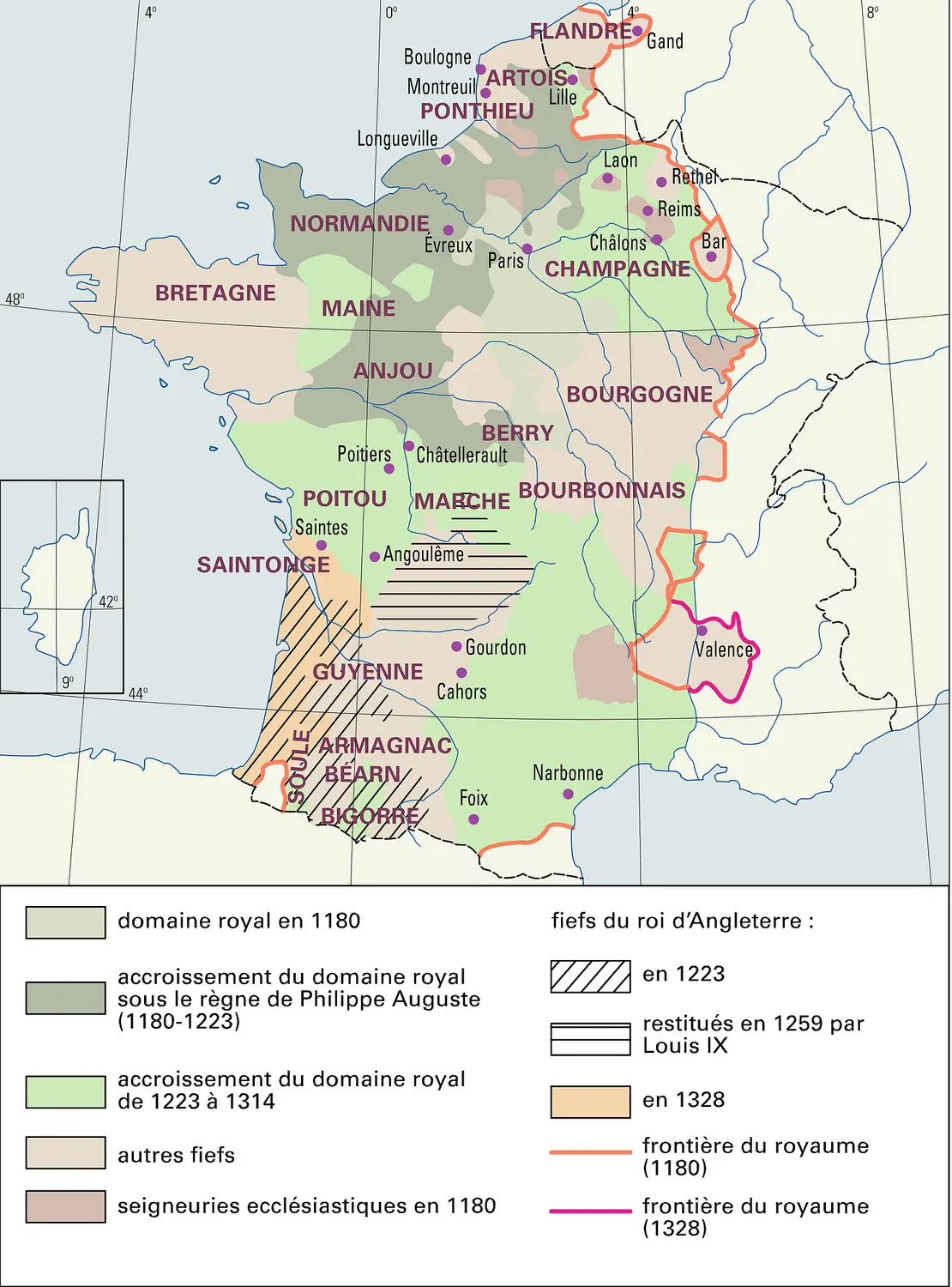 France : formation territoriale, de 1180 à 1328