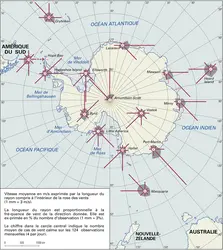 Antarctique : vents en janvier - crédits : Encyclopædia Universalis France